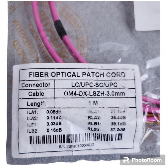 Splentip Fiber Optic Cable OM4-DX-LSZH 3.0mm 1M Duplex Magenta Pink Patch Cord - Picture 4 of 4